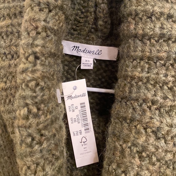 NWT Madewell Somervell Modern Cable Turtleneck Sweater, Size XS Olive Green - Picture 5 of 8